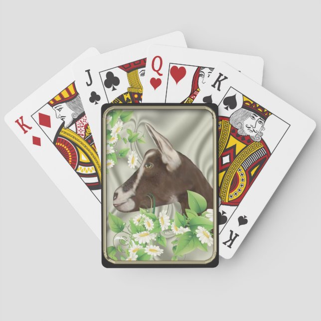 Toggenburg Dwarf Goat Daisies Playing Car Poker Cards (Back)