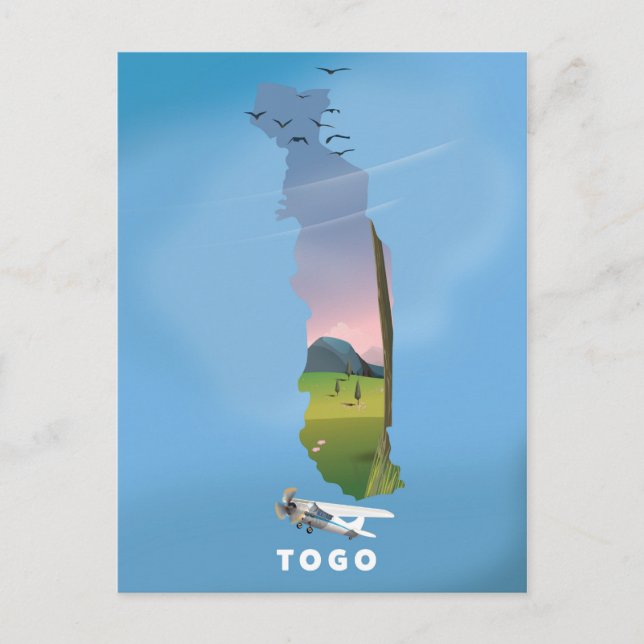 Togo African map travel print Postcard (Front)