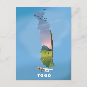 Togo African map travel print Postcard