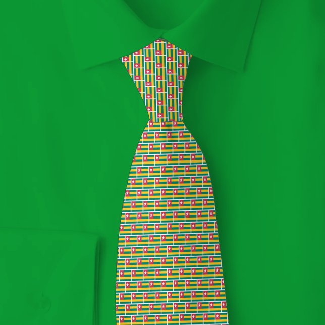 Togo Flag Brick Pattern Neck Tie (Creator Uploaded)