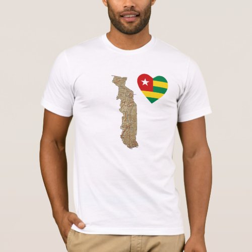 Togo Flag Heart and Map T_Shirt