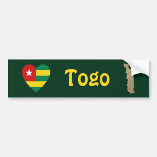 Togo Flag Heart + Map Bumper Sticker