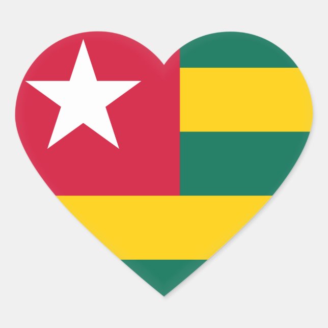 Togo Flag Heart Sticker (Front)