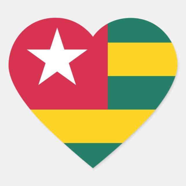 Togo Flag Heart Sticker (Front)