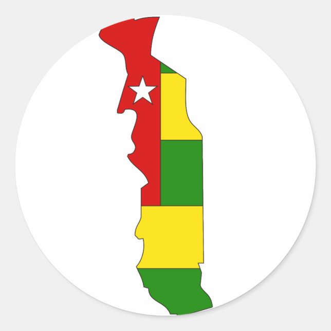 Togo flag map classic round sticker (Front)