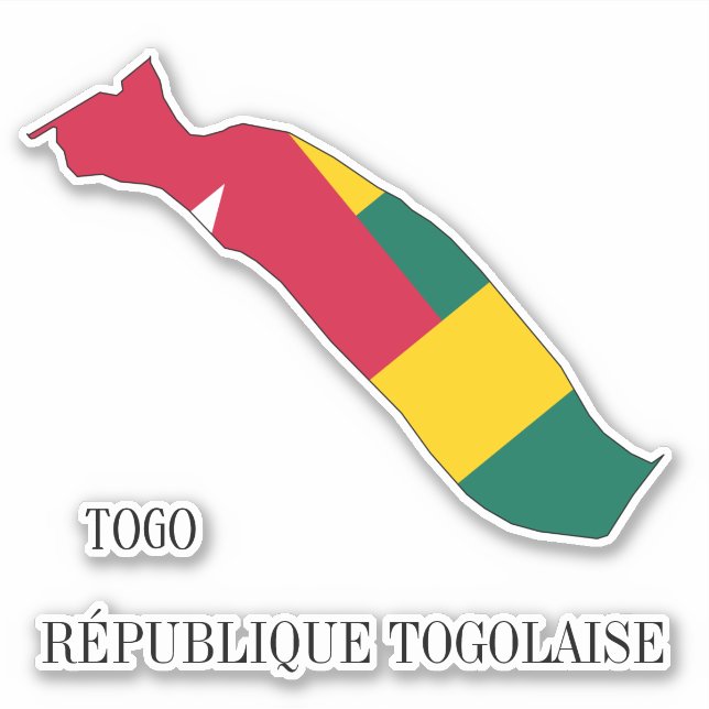 Togo Flag Map Outline Sticker (Front)