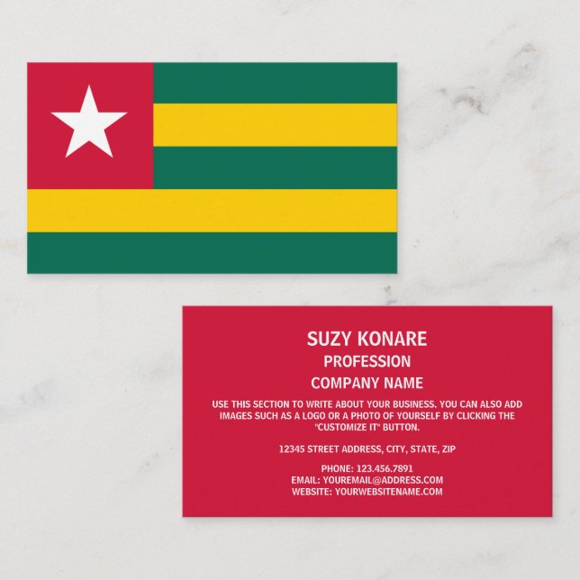 Togolese Flag, Flag of Togo Business Card (Front/Back)