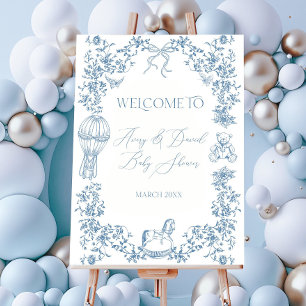 Toile Baby Shower Welcome Sign, Vintage Bear Baby Foam Board