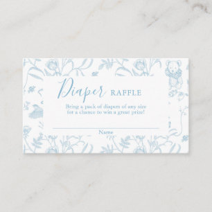 Toile Bear Baby Shower Boy Diaper Raffle Card
