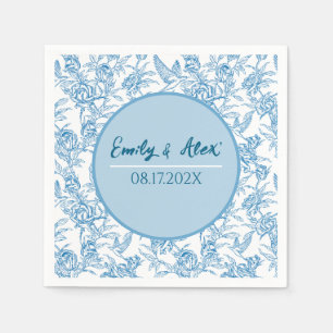 Toile bird and floral Custom Name Baby Shower I Do Napkins