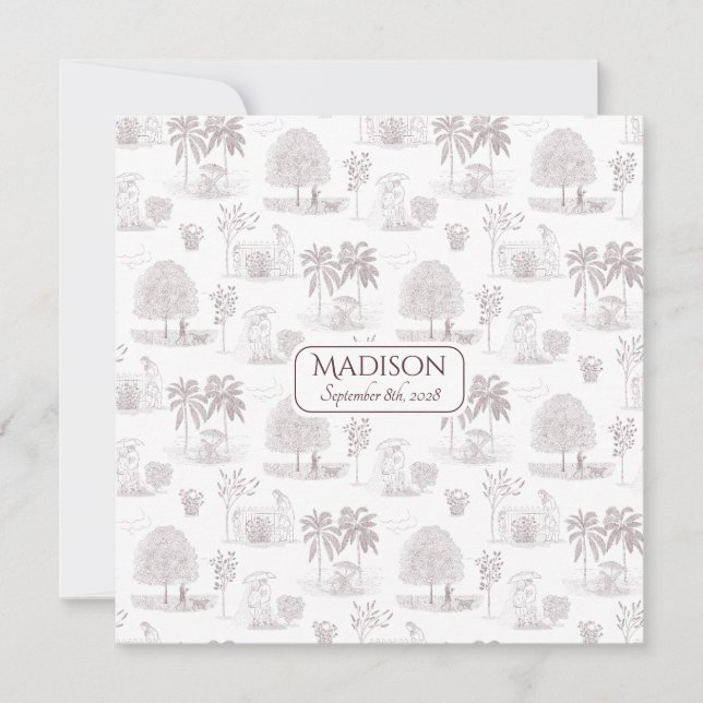 Toile Birth Announcement – Classic Quote Edition (Front)