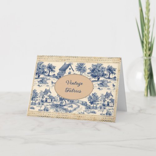Toile Blue and Cream Cottages Business  Note Card