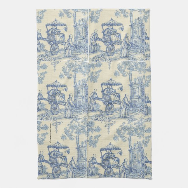 Toile -- Blue Tea Towel (Vertical)