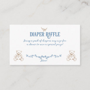 Toile Blue Vintage Floral Nurse Baby Shower Diaper Enclosure Card