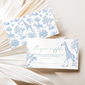 Toile Blue whimsical Safari Diaper raffle ticket Enclosure Card