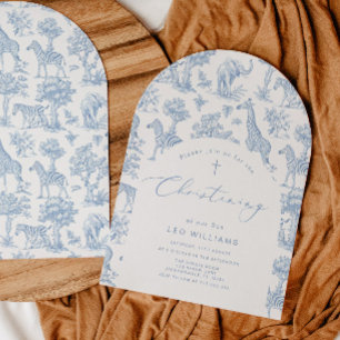 Toile Boy Christening Safari Chinoiserie Invitation