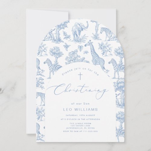 Toile Boy Christening Safari Chinoiserie Invitation