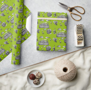 Toile & Calligraphy Editable Wrapping Paper