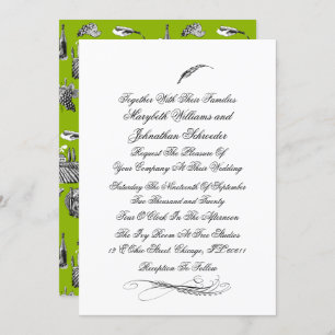 Toile & Calligraphy Flourish Wedding Invitation