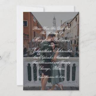 Toile & Calligraphy Save The Date Photo Card