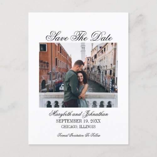Toile  Calligraphy Save The Date Photo Postcard