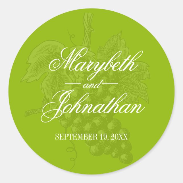 Toile & Calligraphy Wedding Favor Sticker (Front)