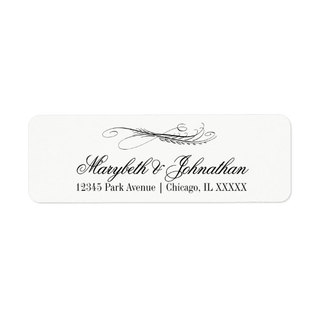 Toile & Calligraphy Wedding Return Address Label (Front)