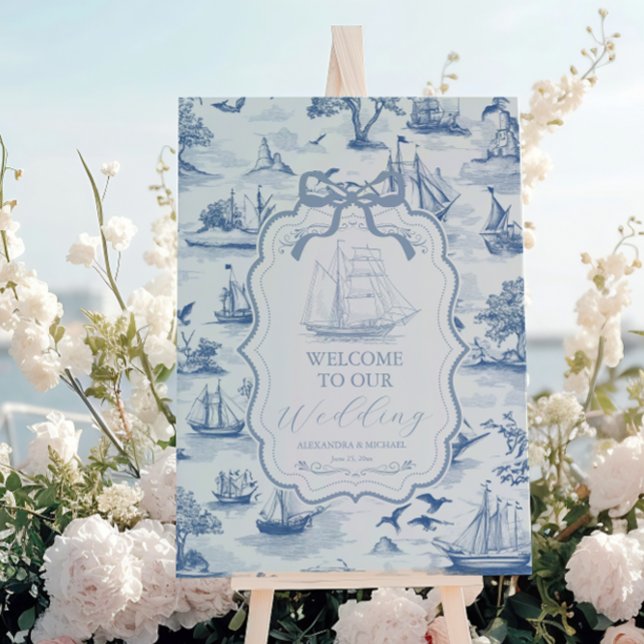 Toile Chic Nautical  Bow Wedding Foam Board (Creator Uploaded)