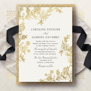 Toile Chinoiserie Blossom Floral Wedding Foil Invitation