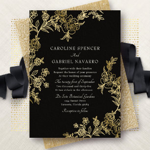 Toile Chinoiserie Blossom Floral Wedding Foil Invitation