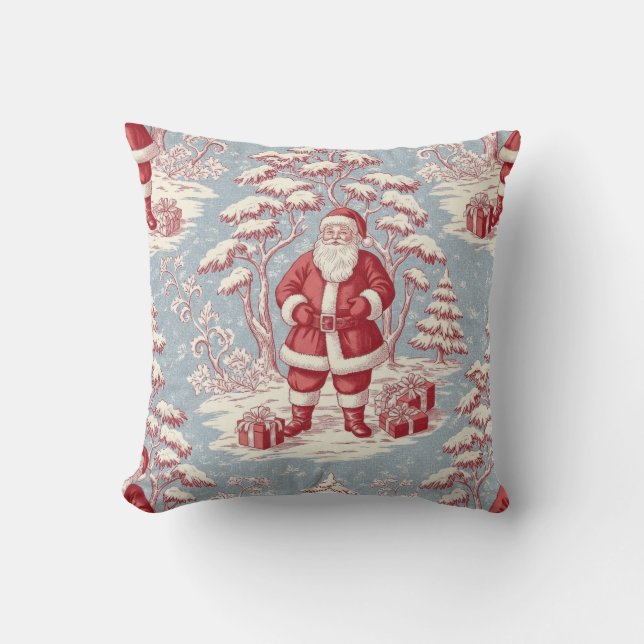 Toile Christmas  Throw Pillow (Front)