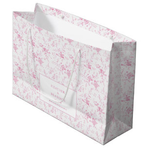 Toile Classic Vintage Floral Pink Wedding Large Gift Bag