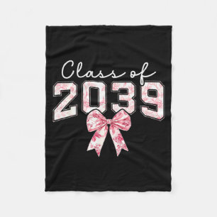 Toile Coquette Bow Preppy Cl Of 20 Girl Kids Flora Fleece Blanket