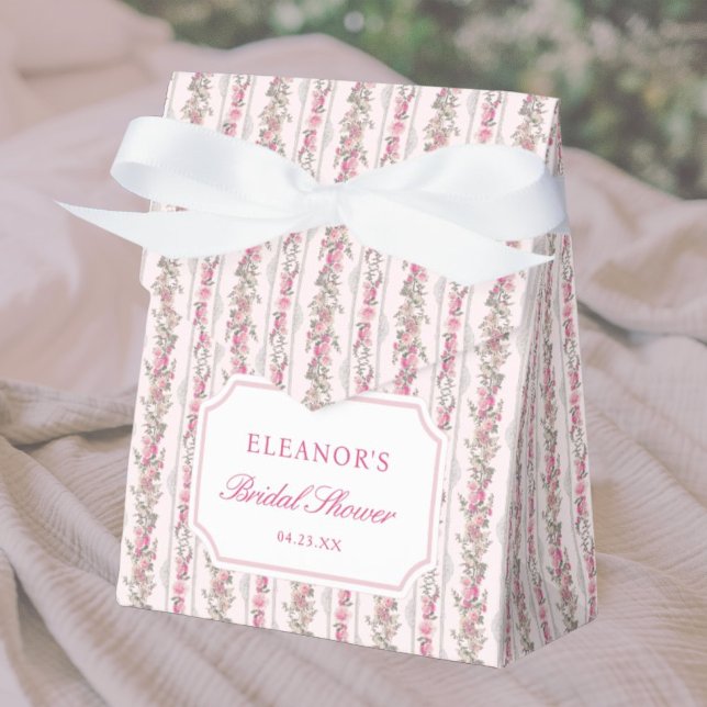 Toile Coquette Pink Bow Bridal Shower  Favor Boxes (Creator Uploaded)
