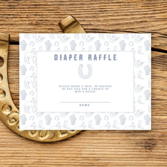 Toile Cowboy Western Rodeo Diaper raffle ticket Enclosure Card (Creator Uploaded)