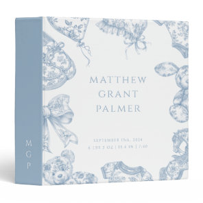 Toile de Jouy Baby Boy 3 Ring Binder