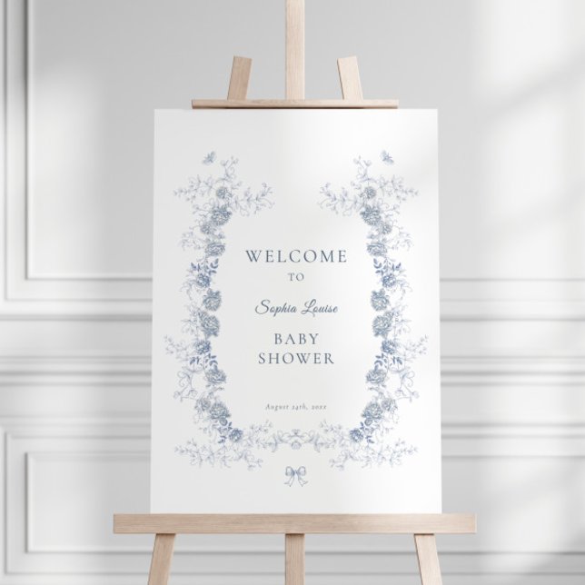 Toile de Jouy Baby Shower Blue Chinoiserie Welcome Foam Board (Creator Uploaded)