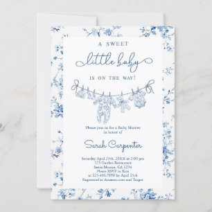 Toile De Jouy Baby Shower Boy Invitation