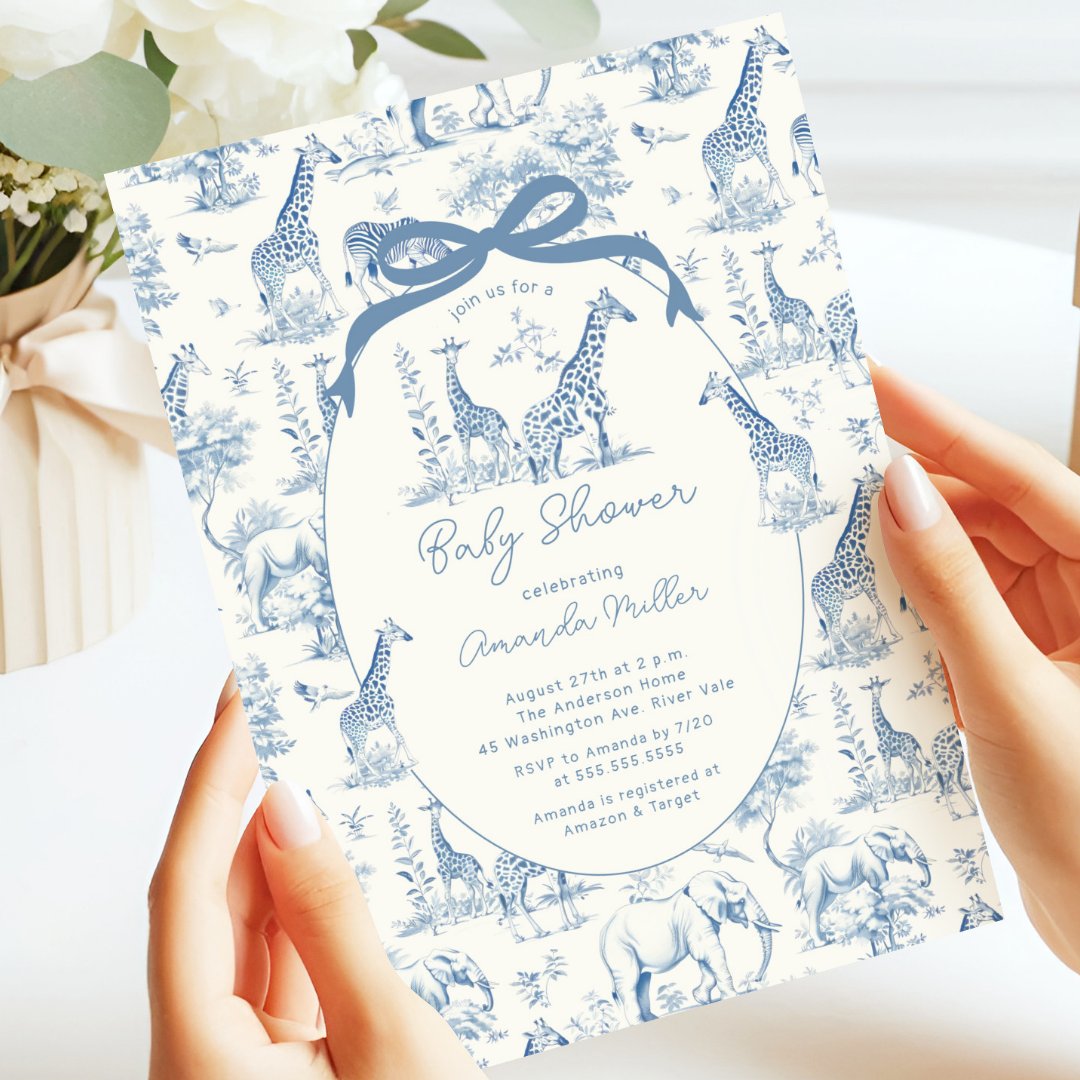 Toile De Jouy Baby Shower Invitation