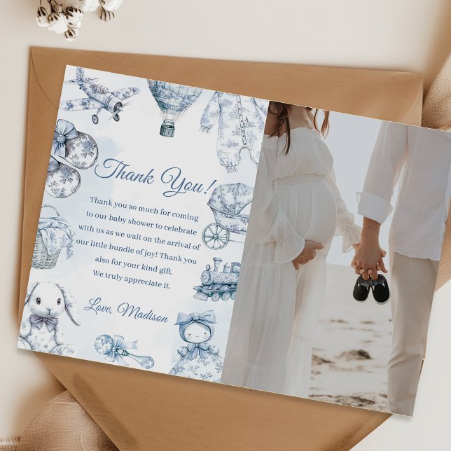 Toile De Jouy Baby Shower Party Thank You Card (Creator Uploaded)