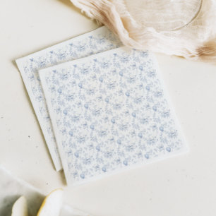 Toile De Jouy Bear Blue Baby Shower Napkins
