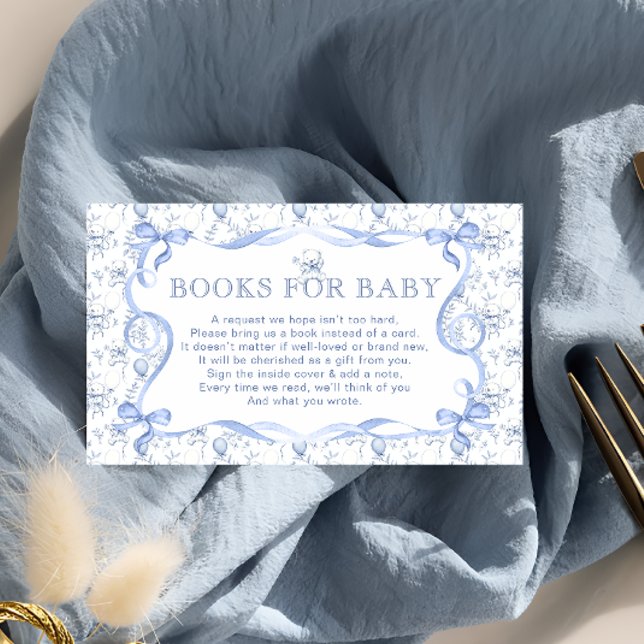 Toile De Jouy Bear Blue Books For Baby Enclosure Card (Creator Uploaded)