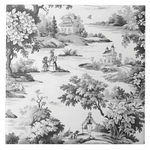 Toile de jouyblack and whiteporcelain ceramic tile