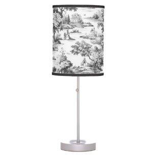 Toile de jouy,black and white,porcelain, table lamp
