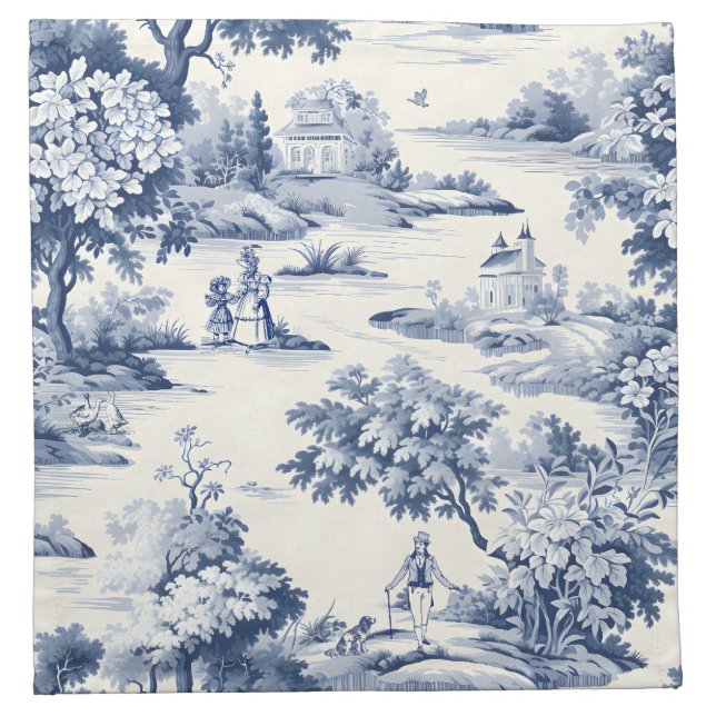 Toile de jouy,blue and white,porcelain, cloth napkin (Front)