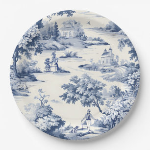 Toile de jouy,blue and white,porcelain, paper plates