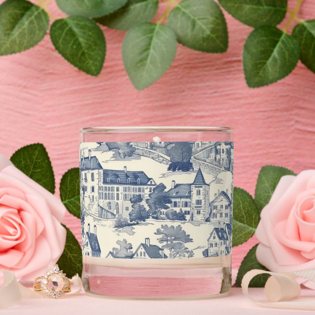 Toile de Jouy Blue and White Village Scented Candle (Wedding)