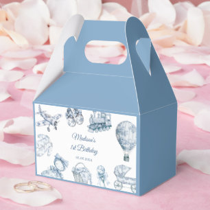 Toile De Jouy Blue Birthday Party Favor Boxes