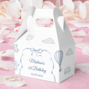 Toile De Jouy Blue Bow Birthday Party Favor Boxes