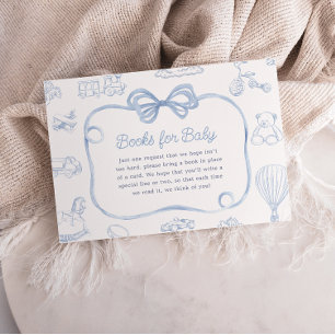 Toile de Jouy Blue Bow Chinoiserie Books for Baby Enclosure Card